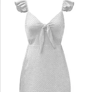 knee length dresses for ladies Scallop Edge Cotton White Midi Dress